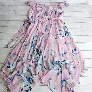 Emma Michele Women's Maxi Dress Plus Size 1X Purple Sheer Floral